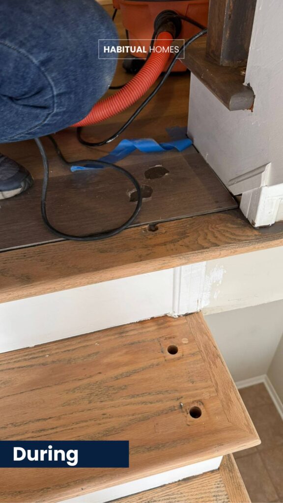 staircase-during-staining-process