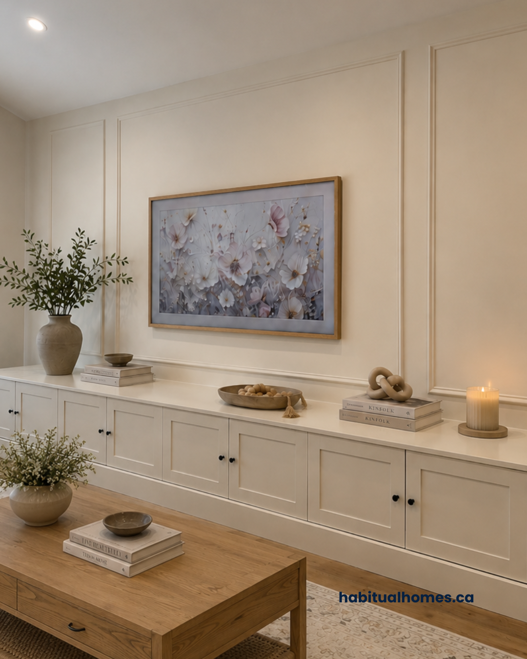 Custom TV Wall with Built-In Storage in North York