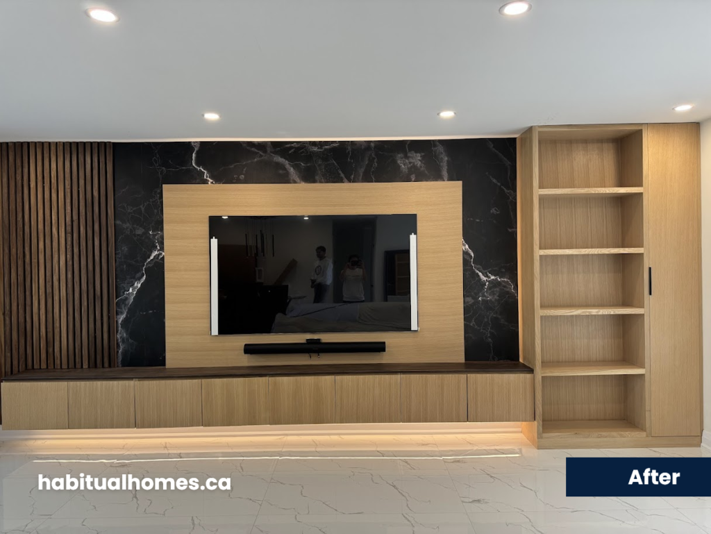 led-lit entertainment wall