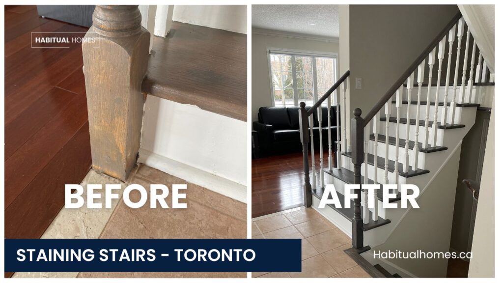 Staining Stairs Before and After Makeover &ndash; TORONTO