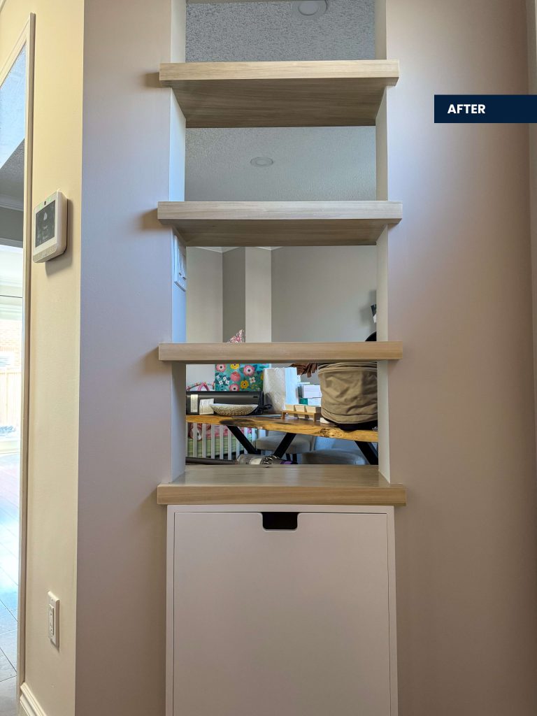 Builtin shelves and shoe cabinet