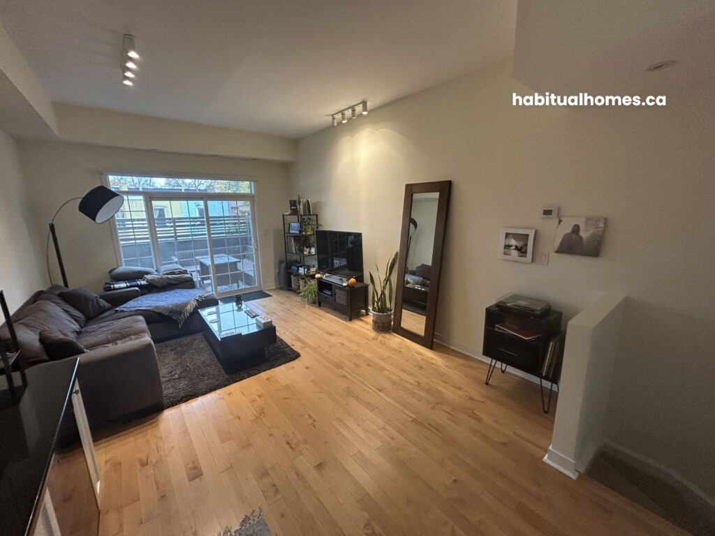 Custom TV MEDIA WALL AND DESK - BEFORE - HABITUALHOMES