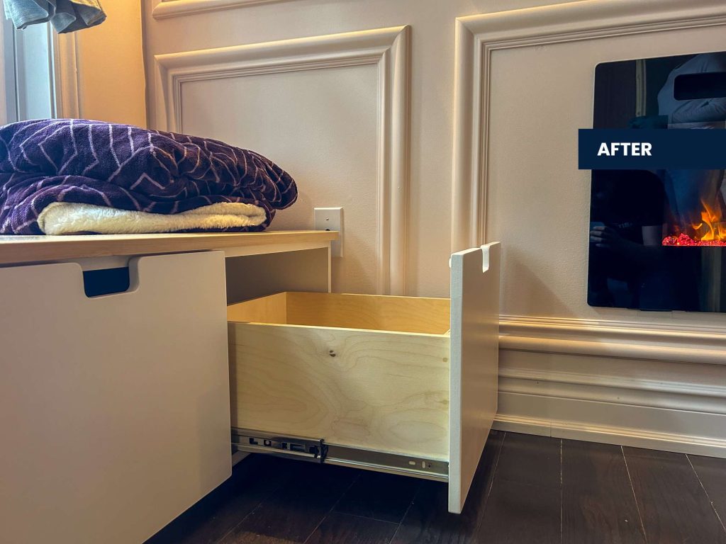Drawer slides window seat