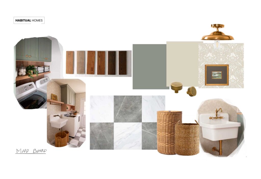 First mood board - laundry room makeover wallpaper