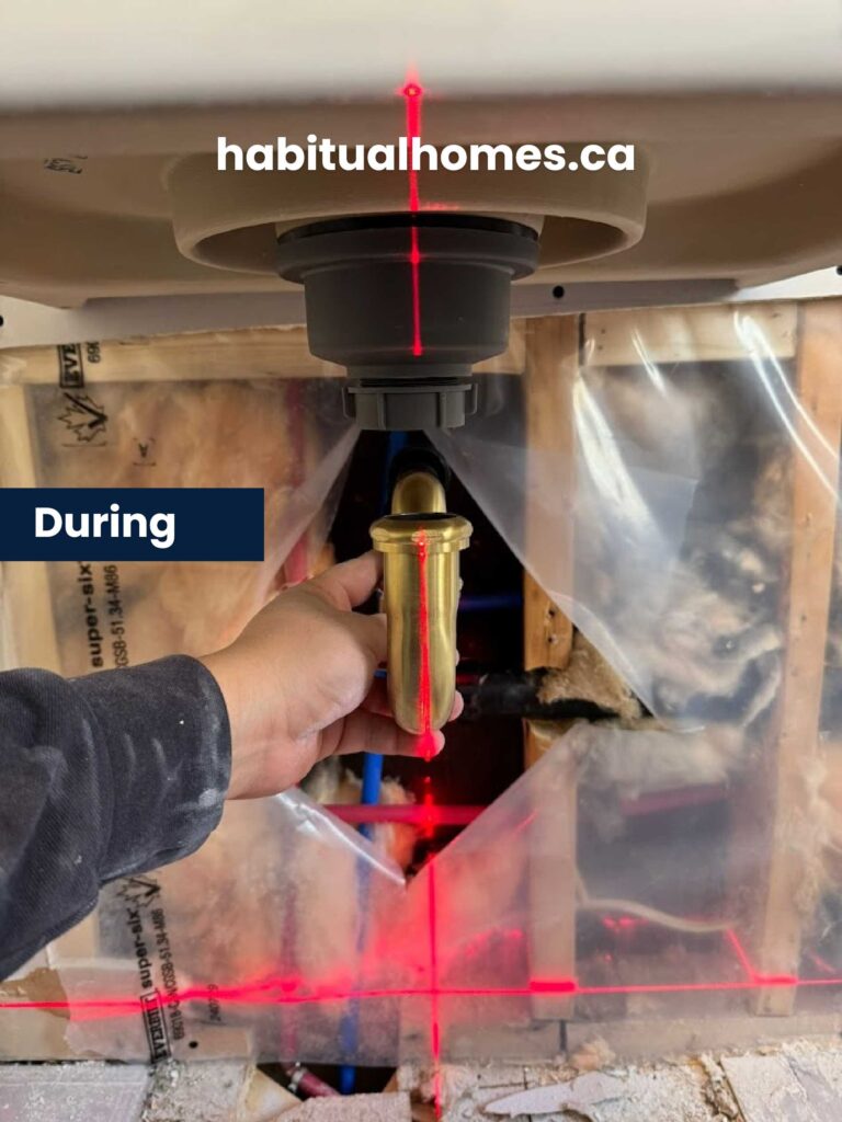 installing decorative p-trap laundry room makeover