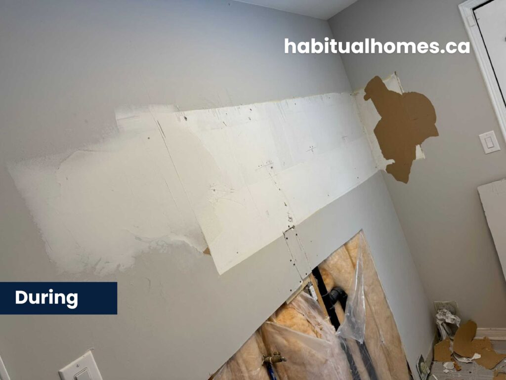 during laundry room renovation