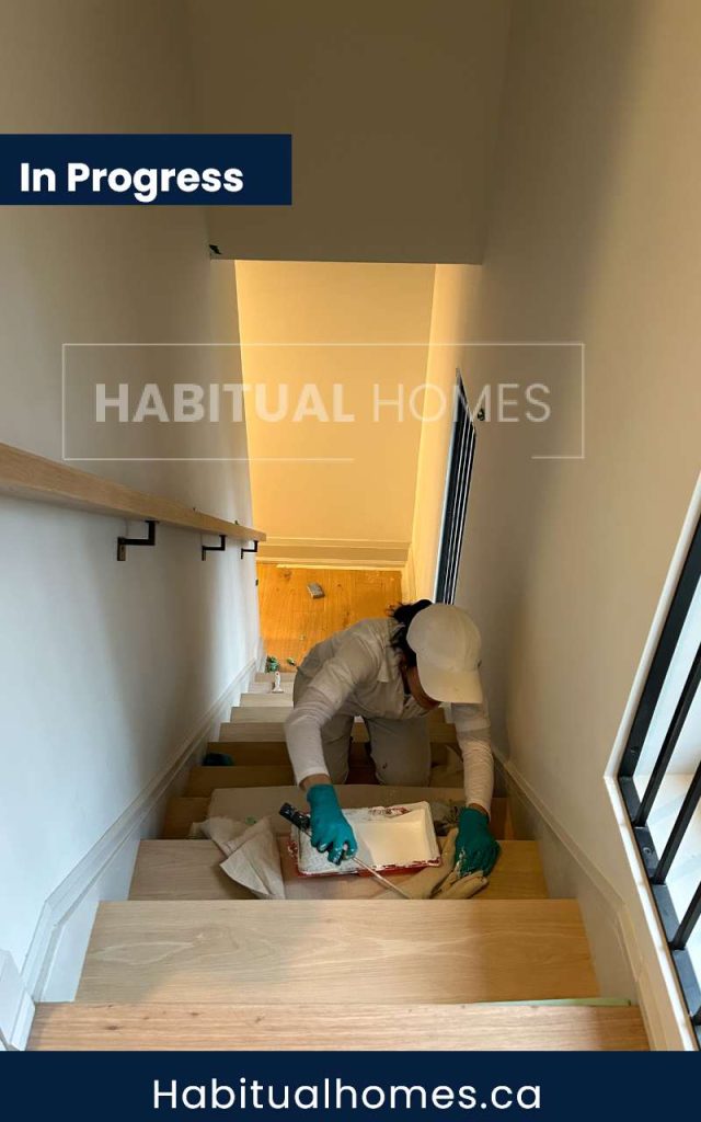 Painting Staircase Risers Meticulous Work in Wychwood Park Heritage Home-2