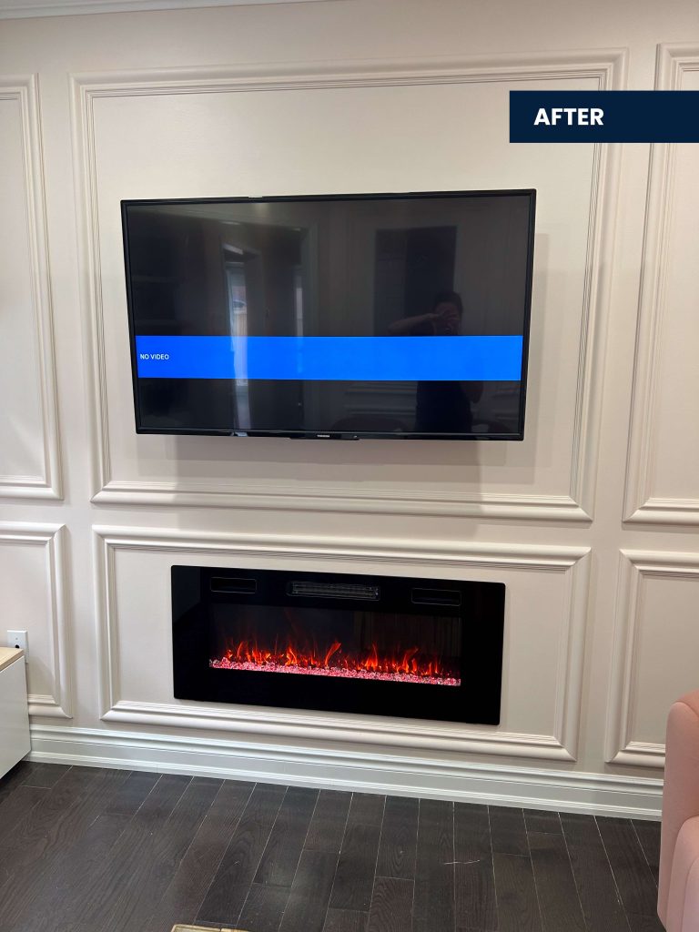 TV wall and fireplace wainscoting