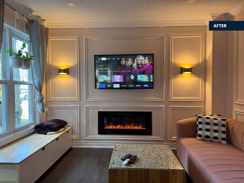 Wainscotign and fireplace tv wall