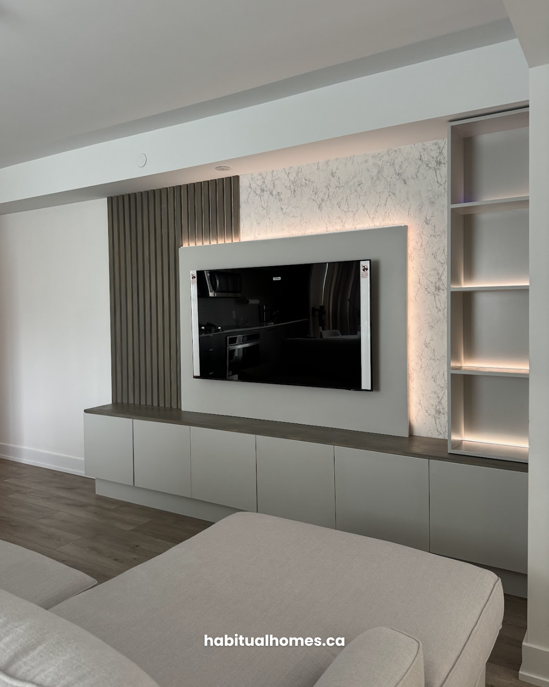 Custom Media Wall Design & Build — Downtown Toronto - Habitual Homes