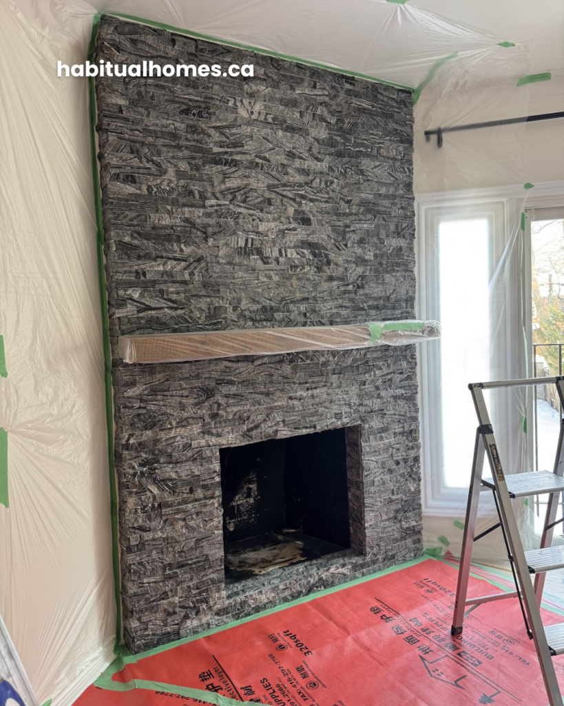 fireplace renovation before