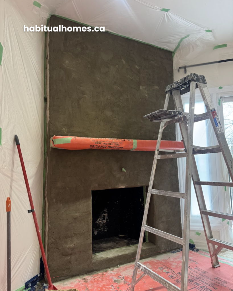 fireplace renovation during