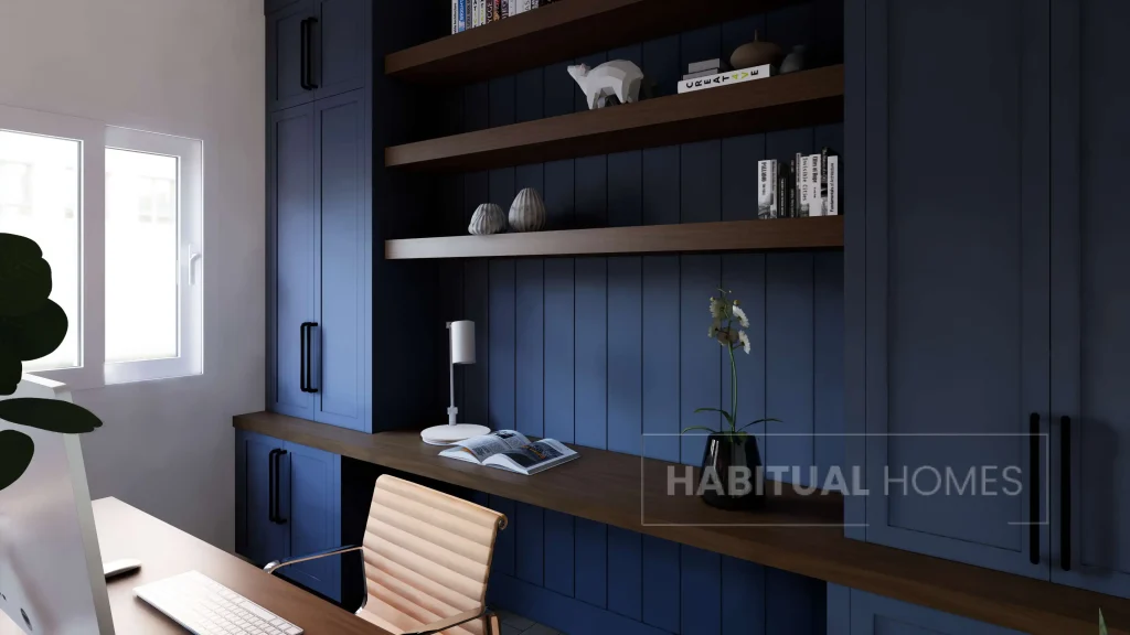 home-office-dark-wood-shelves-modern-ambience-toronto