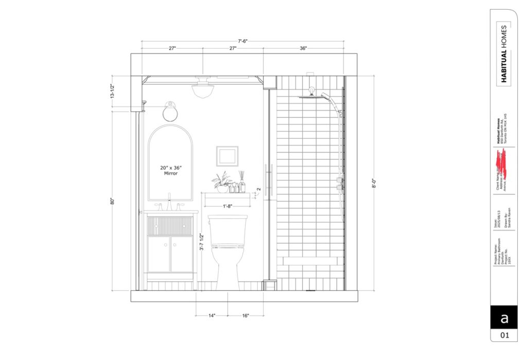 ensuite bathroom design in scarborough - front view drawing