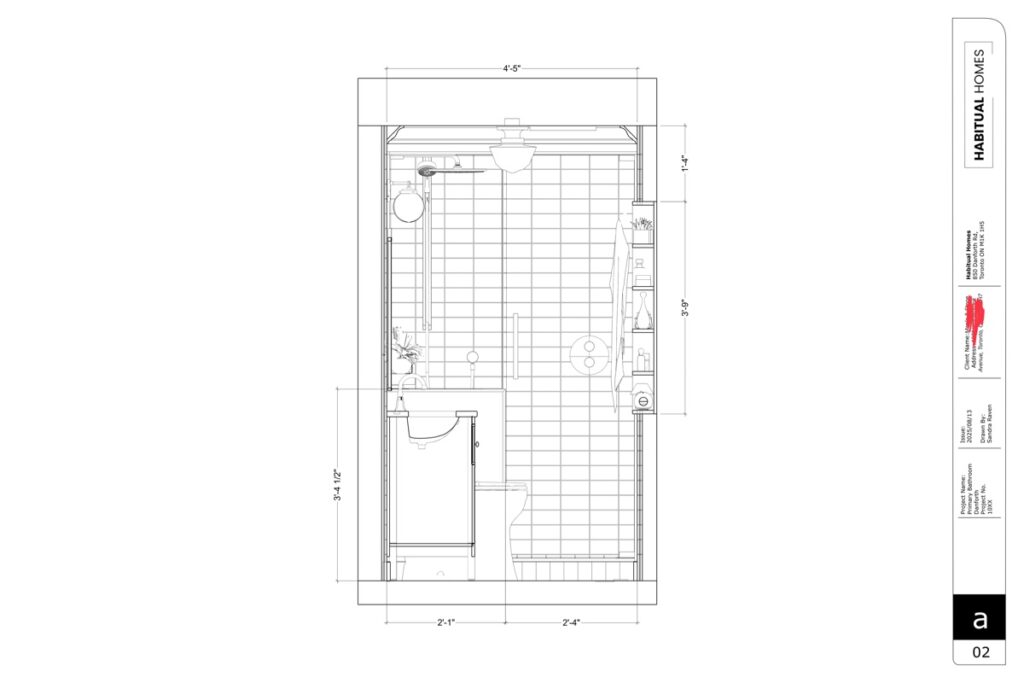 ensuite bathroom design in scarborough - shower view drawing