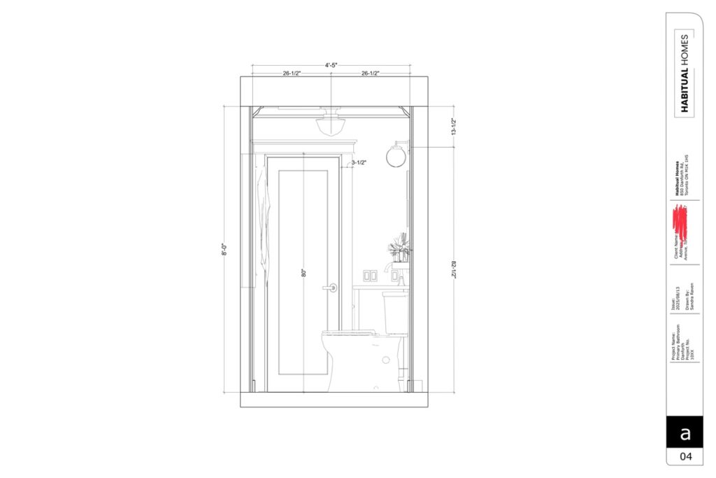 ensuite bathroom design in scarborough - door casing view drawing