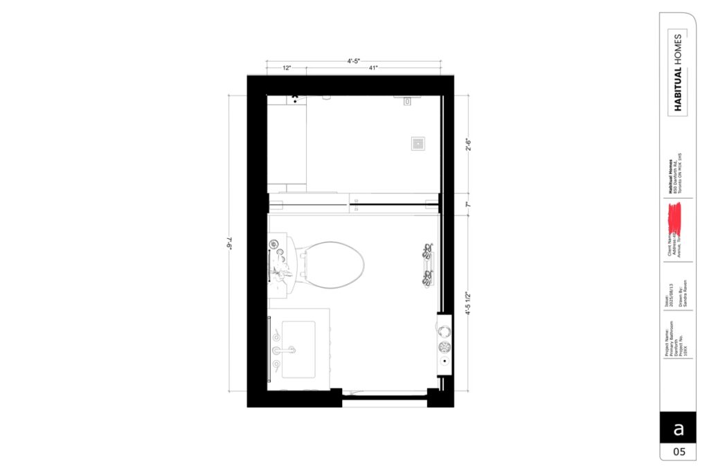 ensuite bathroom design in scarborough - floor plan drawing