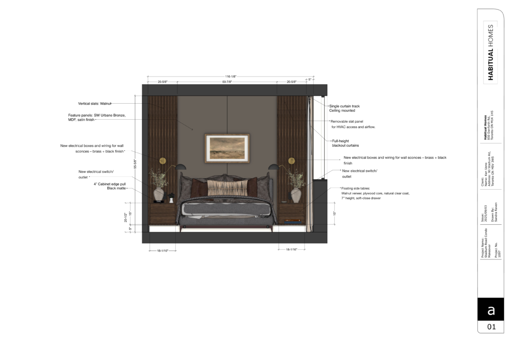 section drawing feature bedroom design toronto